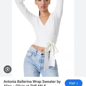 Alice + Olivia White Wrap Sweater